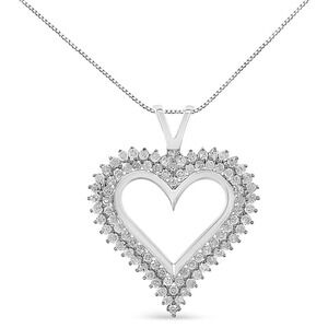 .925 Sterling Silver 1/2 Cttw Diamond Heart 18" Pendant Necklace